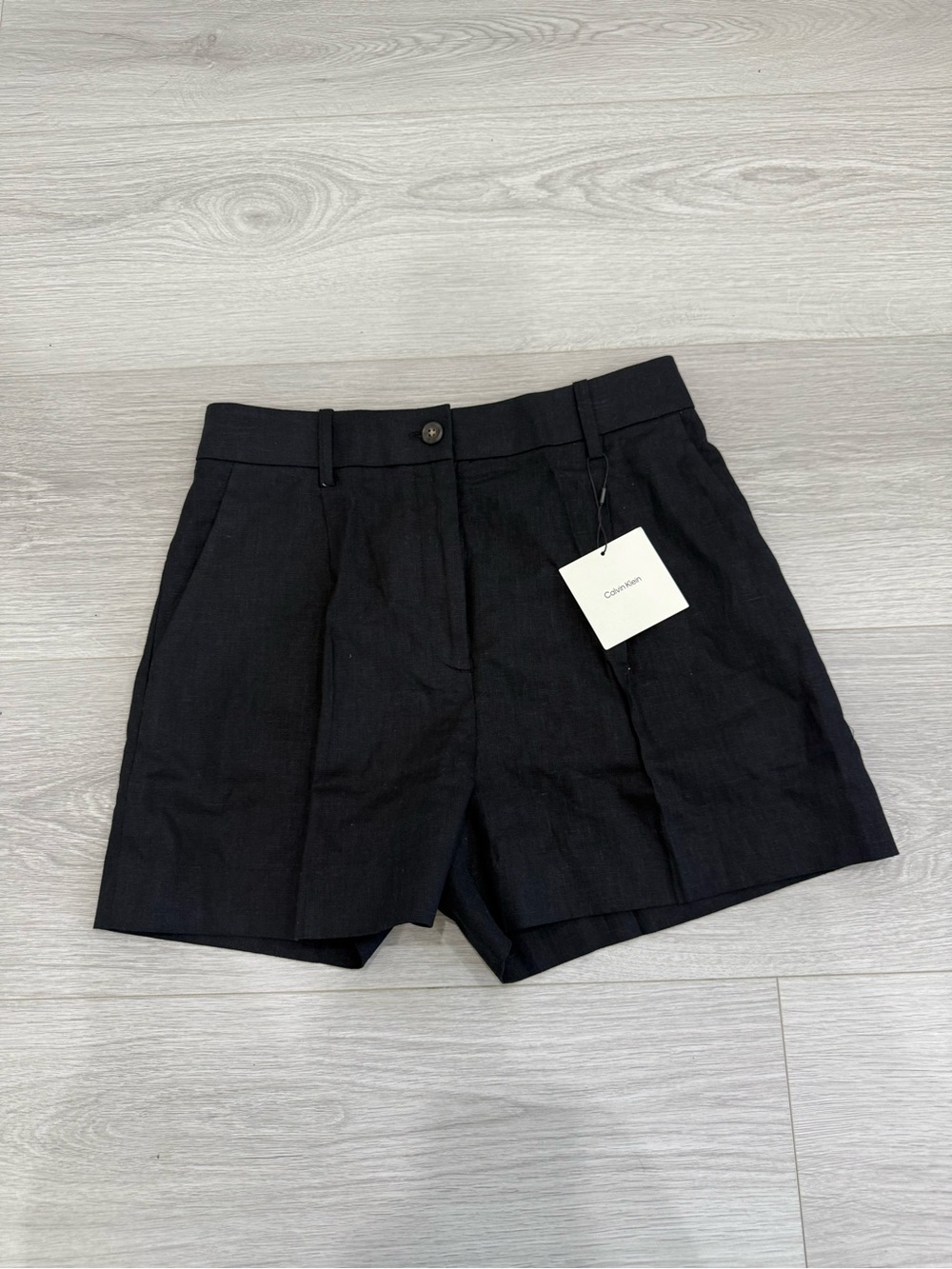Calvin Klein Black Linen Shorts with Tag